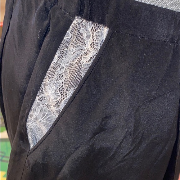 Pencey Black Silk Mini Skirt with Lace detail - Picture 4 of 8